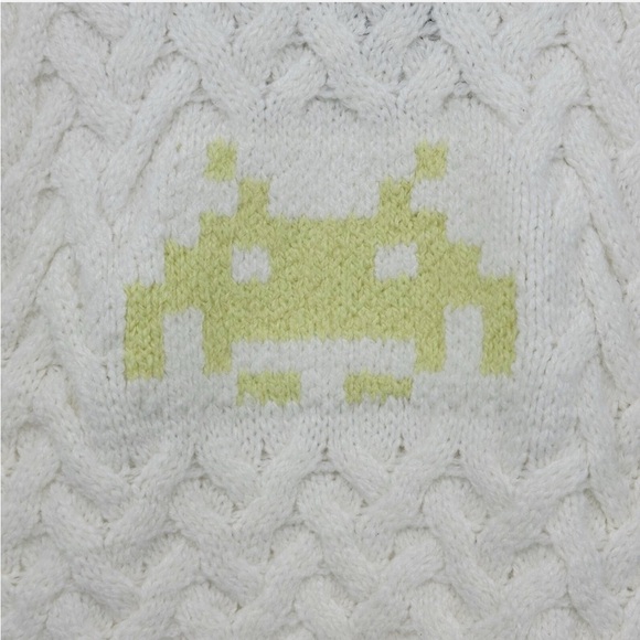 Zara Jacquard Vest Size M Women Space Invaders Sleeveless Cropped Ribbed Knit - Picture 5 of 9